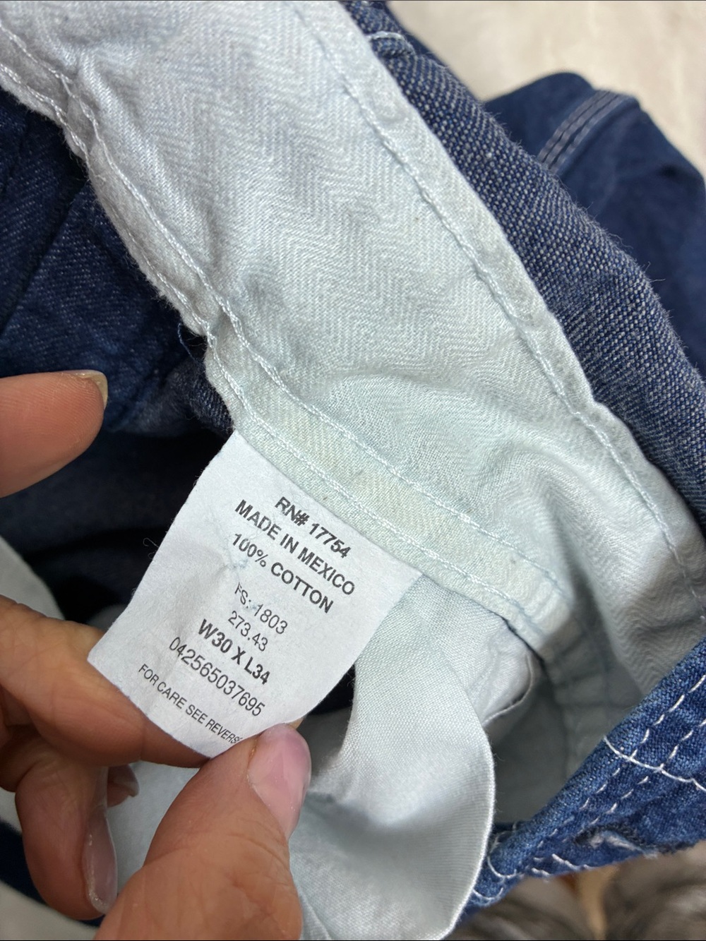 Classic Dark Blue Denim Overalls with Green Accent - Picture 4 of 4